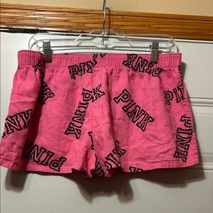 PINK Victoria's Secret Hot Pink Logo Print  Lounge Shorts M